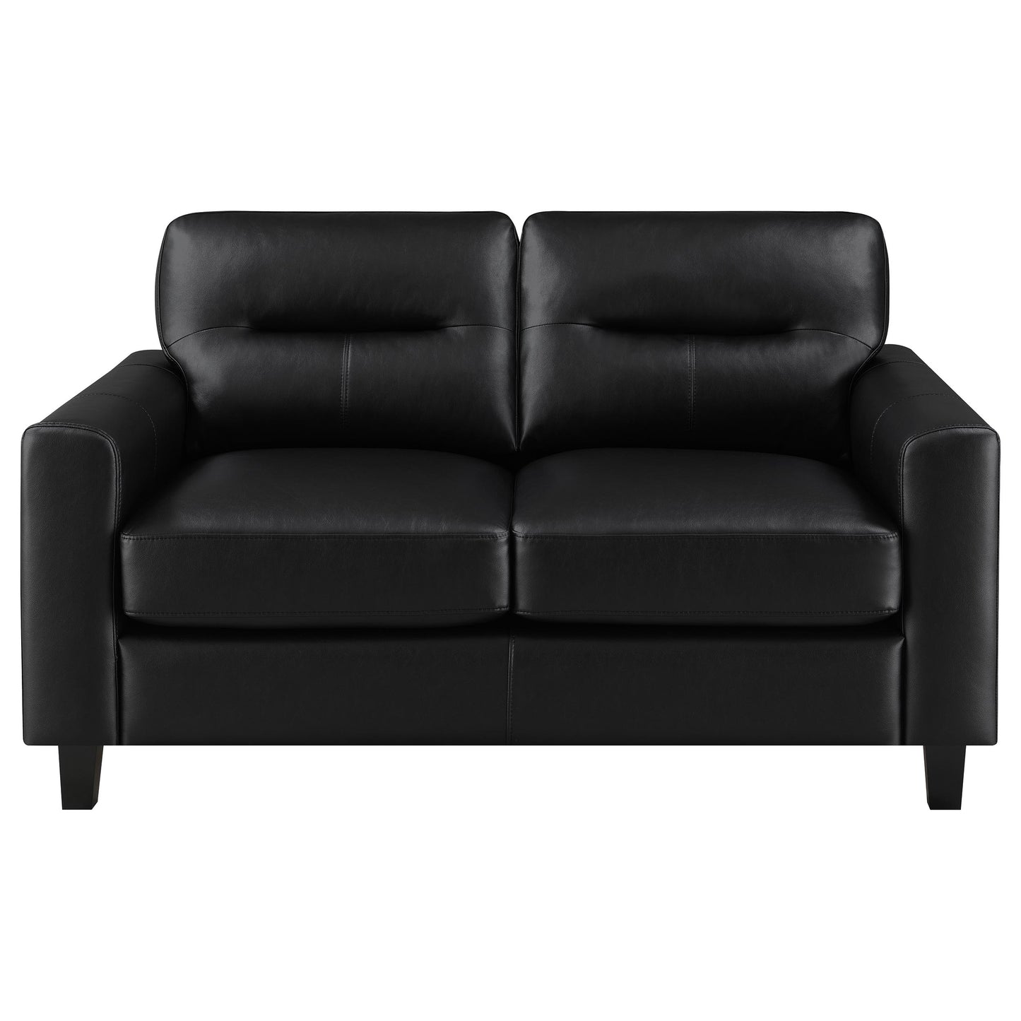 Scotland Faux Leather Upholstered Track Arm Loveseat Black
