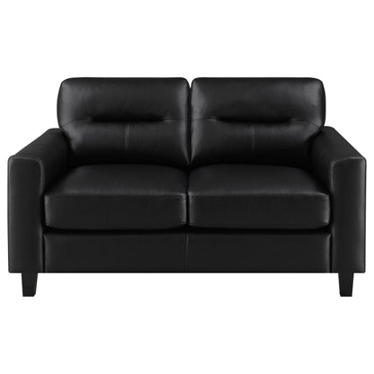 Scotland Faux Leather Upholstered Track Arm Loveseat Black