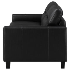 Scotland Faux Leather Upholstered Track Arm Loveseat Black