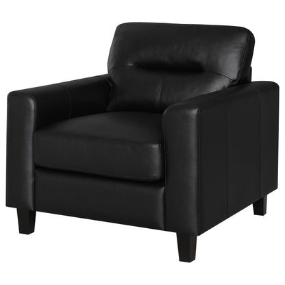 Scotland Faux Leather Upholstered Track Arm Chair Black