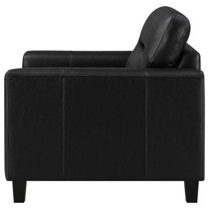 Scotland Faux Leather Upholstered Track Arm Chair Black