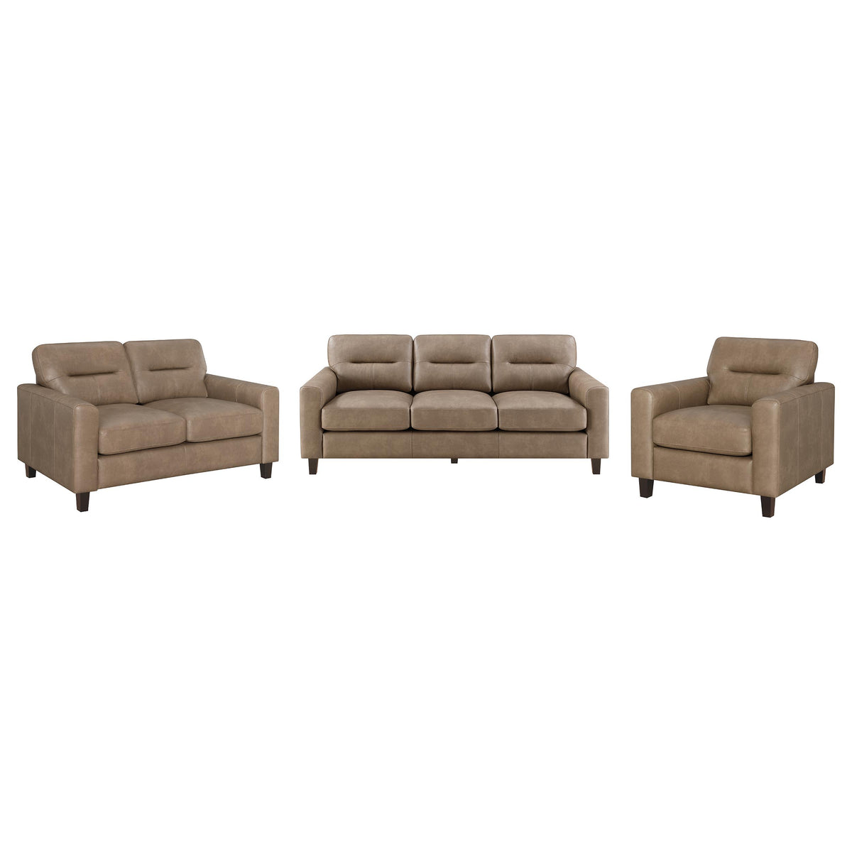 Scotland Faux Leather Upholstered Sofa Set Brown