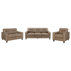 Scotland Faux Leather Upholstered Sofa Set Brown