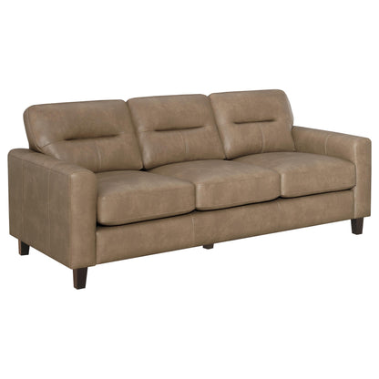 Scotland Faux Leather Upholstered Sofa Set Brown