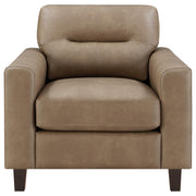 Scotland Faux Leather Upholstered Track Arm Chair Brown