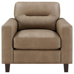 Scotland Faux Leather Upholstered Track Arm Chair Brown