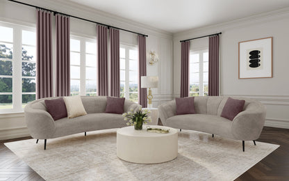 Conjunto de sofá curvo tapizado Ellorie beige