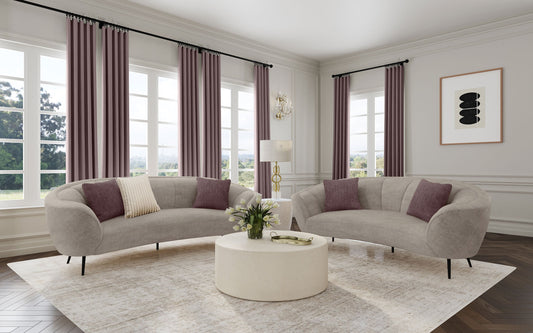 Ellorie Upholstered Curved Sofa Set Beige