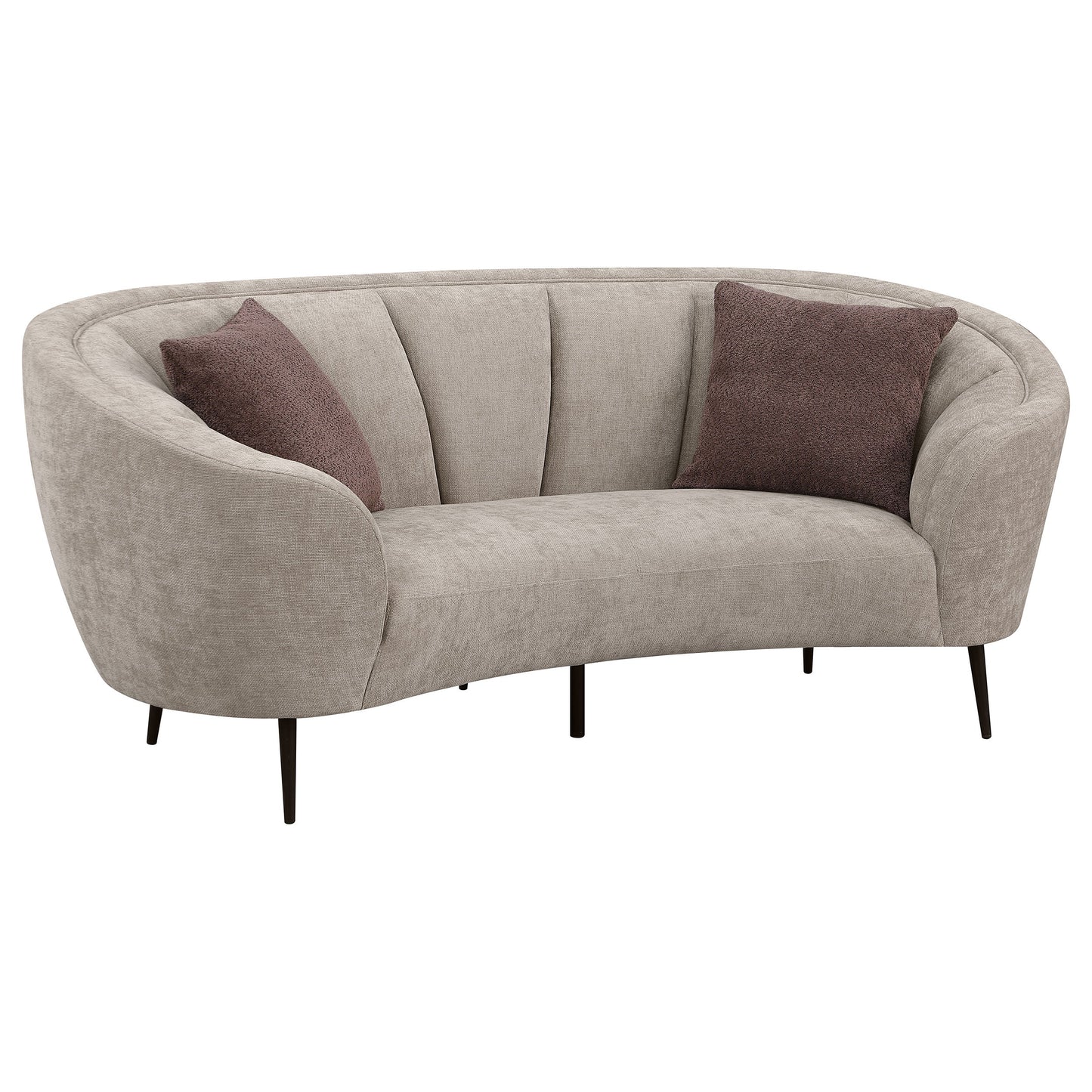Loveseat curvo con respaldo acanalado tapizado Ellorie en beige