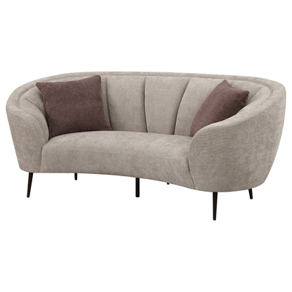 Loveseat curvo con respaldo acanalado tapizado Ellorie en beige