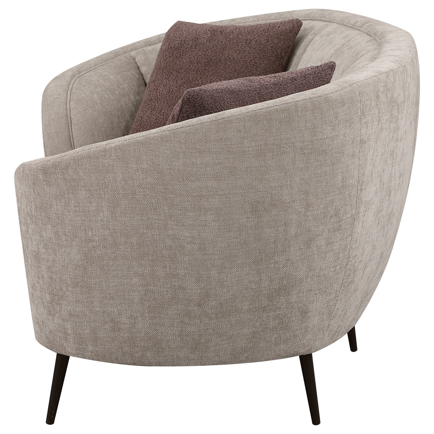 Loveseat curvo con respaldo acanalado tapizado Ellorie en beige