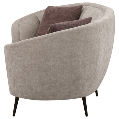 Loveseat curvo con respaldo acanalado tapizado Ellorie en beige
