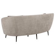 Loveseat curvo con respaldo acanalado tapizado Ellorie en beige