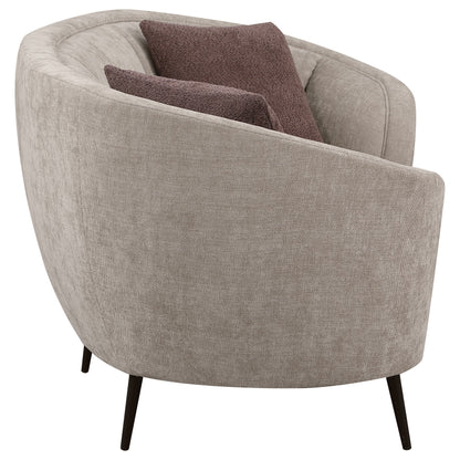 Loveseat curvo con respaldo acanalado tapizado Ellorie en beige