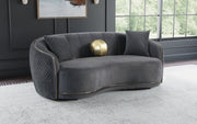 Sofá curvo tapizado en terciopelo Brookside gris oscuro