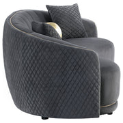 Sofá curvo tapizado en terciopelo Brookside gris oscuro