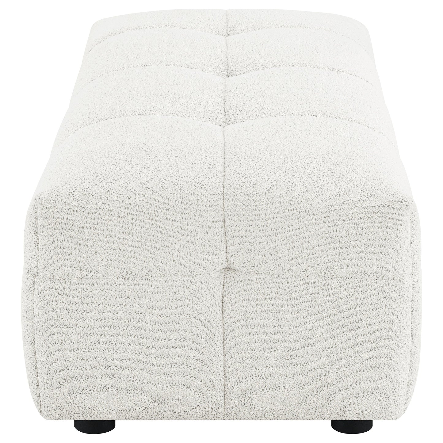 Otomana rectangular tapizada Everly Boucle en color blanco roto