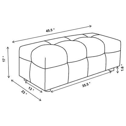Otomana rectangular tapizada Everly Boucle en color blanco roto