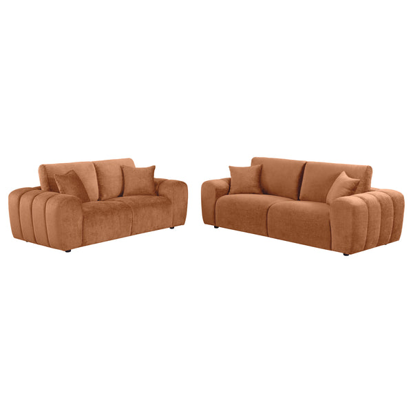 Burnett Chenille Upholstered Sofa Set Burnt Orange