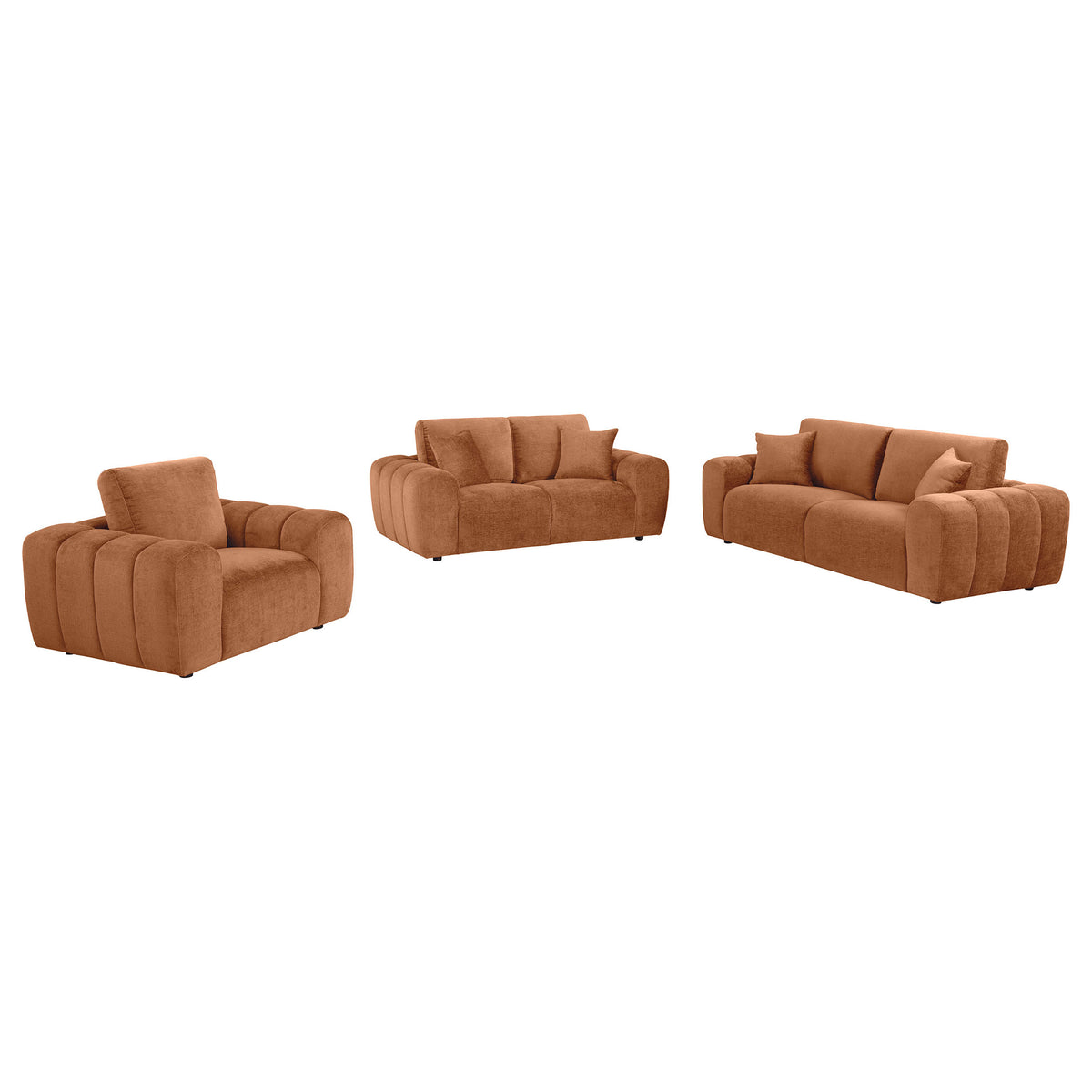 Burnett Chenille Upholstered Sofa Set Burnt Orange