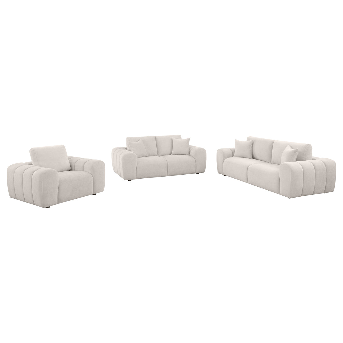 Burnett Chenille Upholstered Sofa Set Ivory