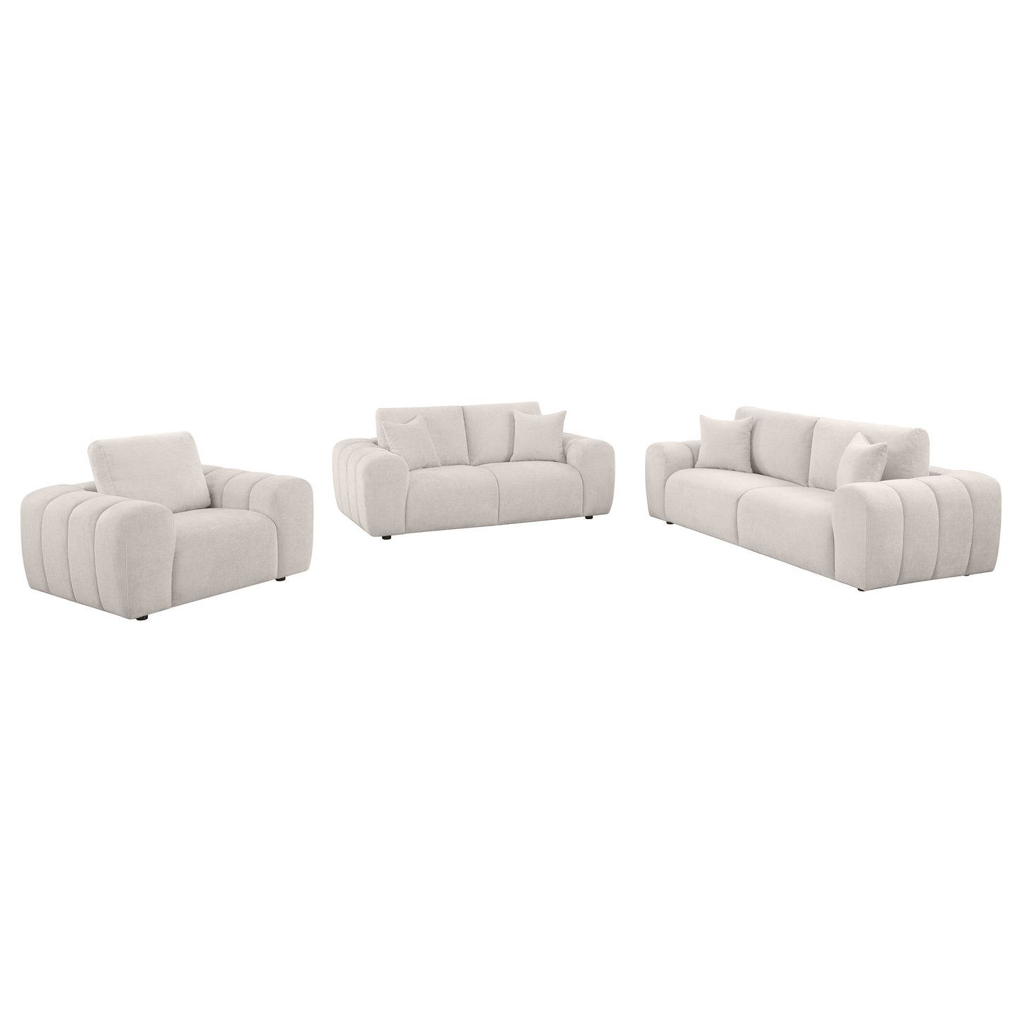 Burnett Chenille Upholstered Sofa Set Ivory