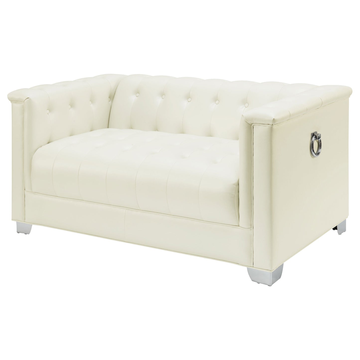 Chaviano Upholstered Track Arm Loveseat Pearl White