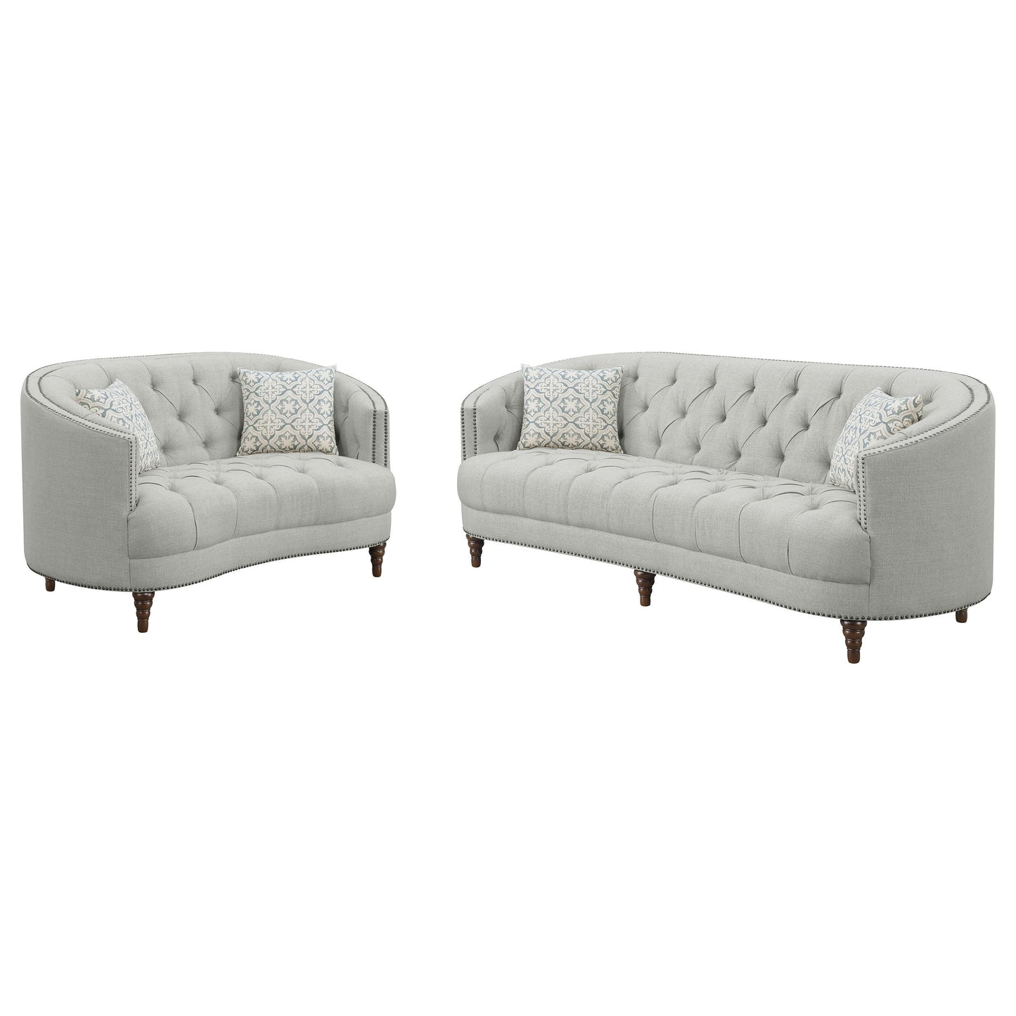 Avonlea Upholstered Sloped Arm Sofa Set Grey Fabric