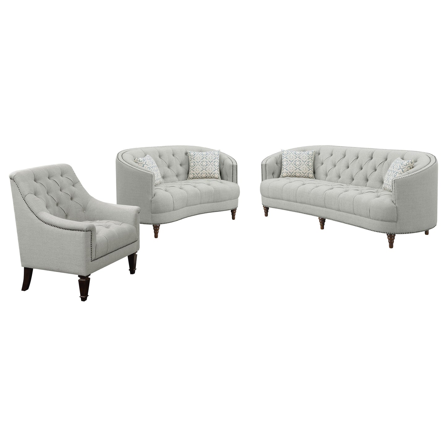 Avonlea Upholstered Sloped Arm Sofa Set Grey Fabric