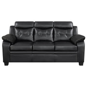 Conjunto de sofá capitoné con brazos acolchados y tapizado Finley en negro