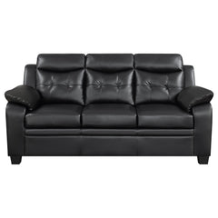 Conjunto de sofá capitoné con brazos acolchados y tapizado Finley en negro