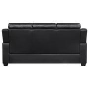 Conjunto de sofá capitoné con brazos acolchados y tapizado Finley en negro