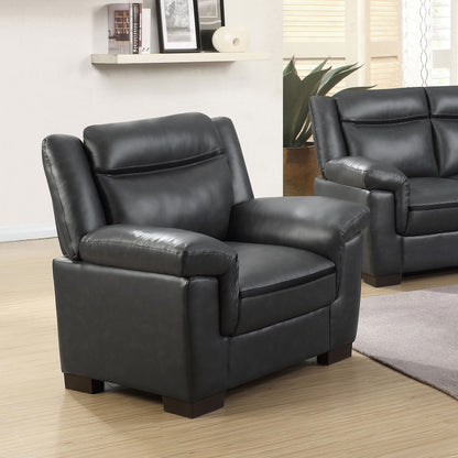 Sillón tapizado Arabella con brazos acolchados, color gris