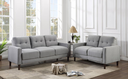 Bowen Upholstered Track Arm Tufted Sofa Set Beige