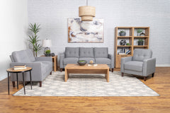 Bowen Upholstered Track Arm Tufted Sofa Set Beige