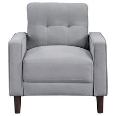 Sillón tapizado Bowen con brazos de riel y capitoné, color gris