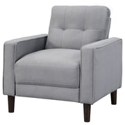 Sillón tapizado Bowen con brazos de riel y capitoné, color gris