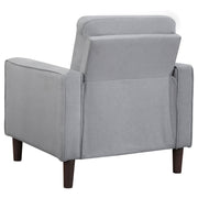 Sillón tapizado Bowen con brazos de riel y capitoné, color gris