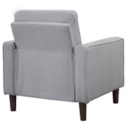 Sillón tapizado Bowen con brazos de riel y capitoné, color gris
