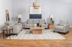 Conjunto de sofá capitoné Bowen con brazos articulados tapizados en beige