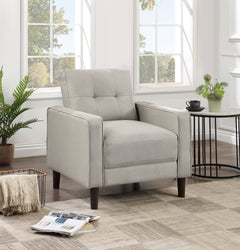 Sillón tapizado Bowen con brazos de riel y capitoné, color gris