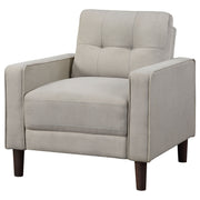 Sillón tapizado Bowen con brazos de riel y capitoné, color gris