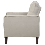 Sillón tapizado Bowen con brazos de riel y capitoné, color gris