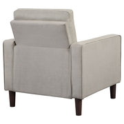 Sillón tapizado Bowen con brazos de riel y capitoné, color gris