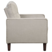 Sillón tapizado Bowen con brazos de riel y capitoné, color gris