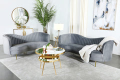 Sophia  Upholstered Channel Tufted Sofa Set Grey