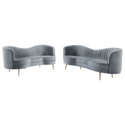 Sophia  Upholstered Channel Tufted Sofa Set Grey