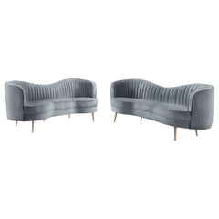 Sophia  Upholstered Channel Tufted Sofa Set Grey