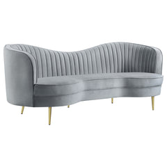 Sophia  Upholstered Channel Tufted Sofa Set Grey