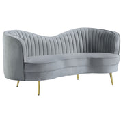Sophia  Upholstered Channel Tufted Sofa Set Grey